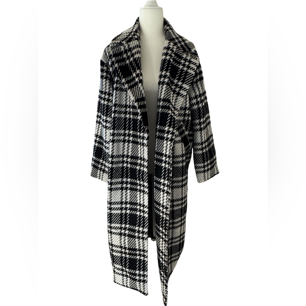 Check Wool Coat Black & White